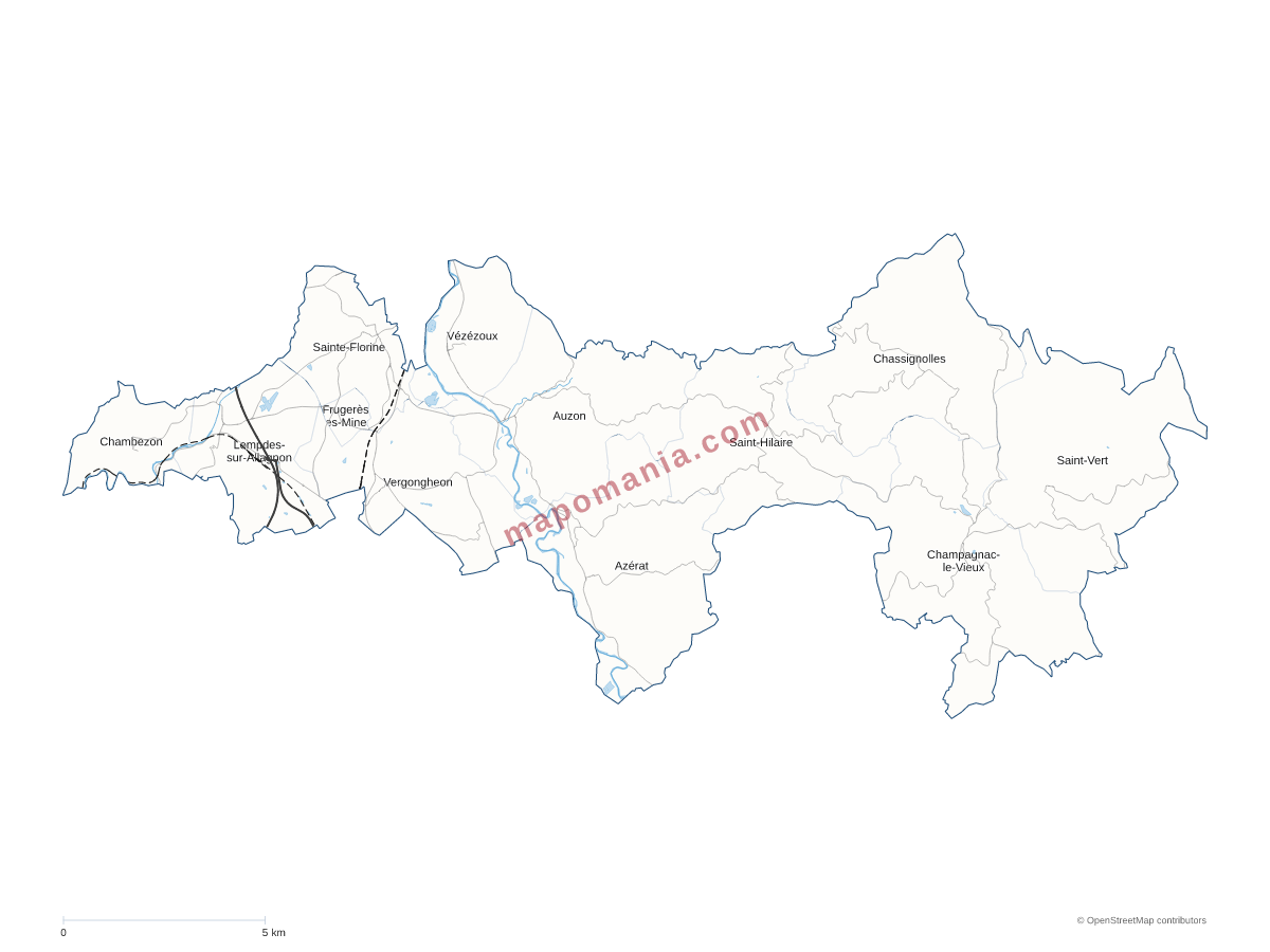 Carte de CC Auzon Communauté à personnaliser