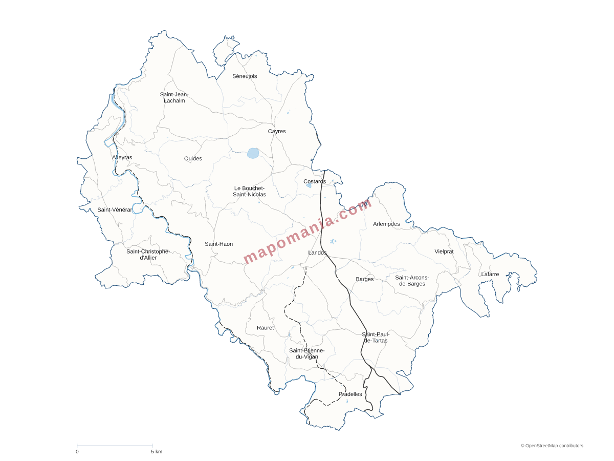 Carte de CC des Pays de Cayres et de Pradelles à personnaliser