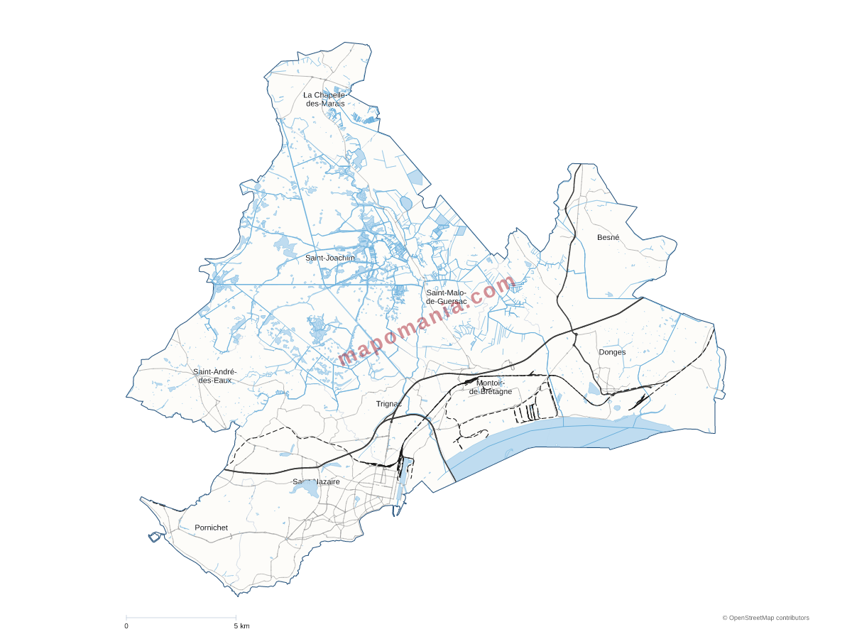 Carte de CA de la Région Nazairienne et de l'Estuaire (CARENE) à personnaliser