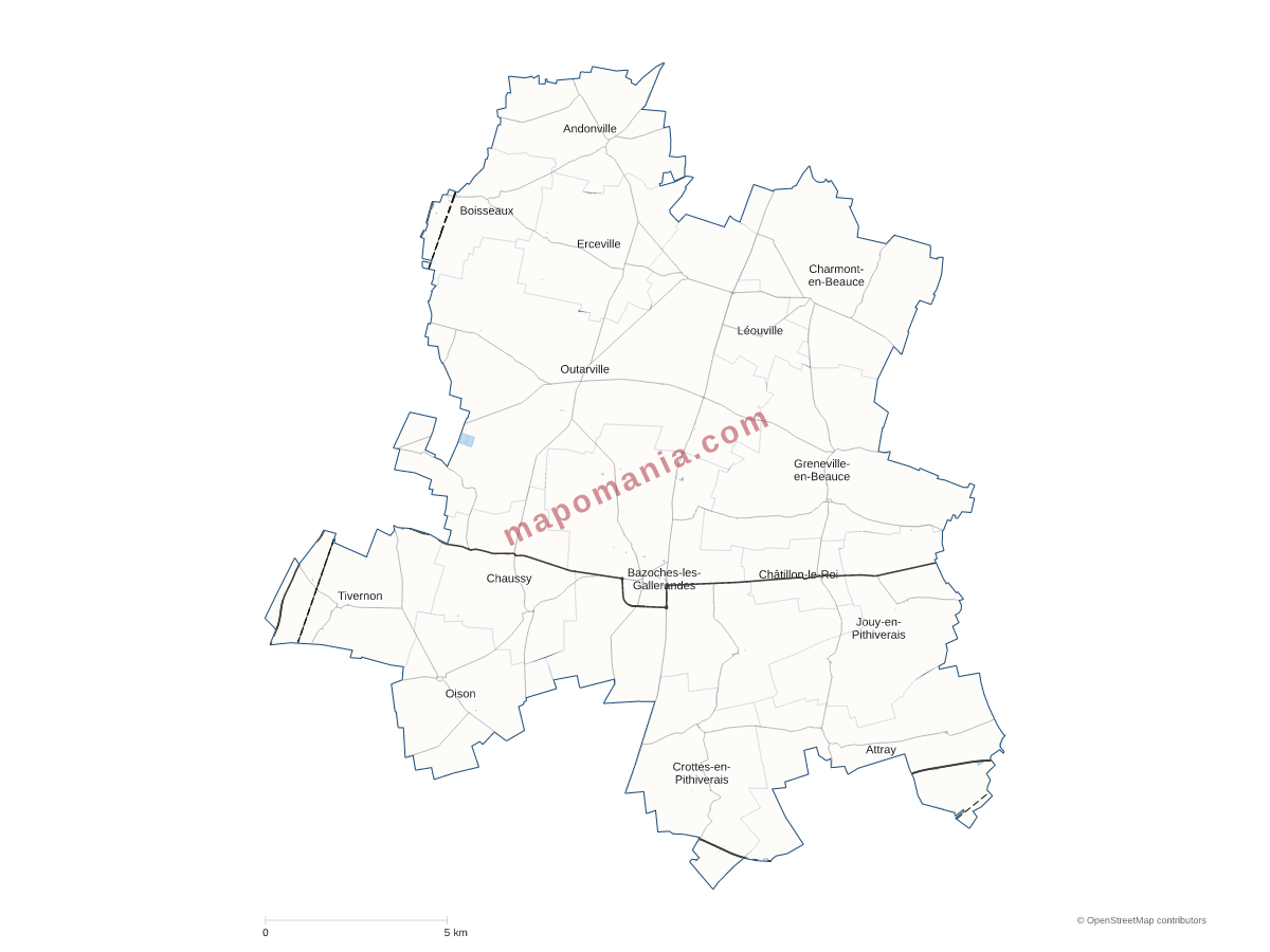 Carte de CC de la Plaine du Nord Loiret à personnaliser