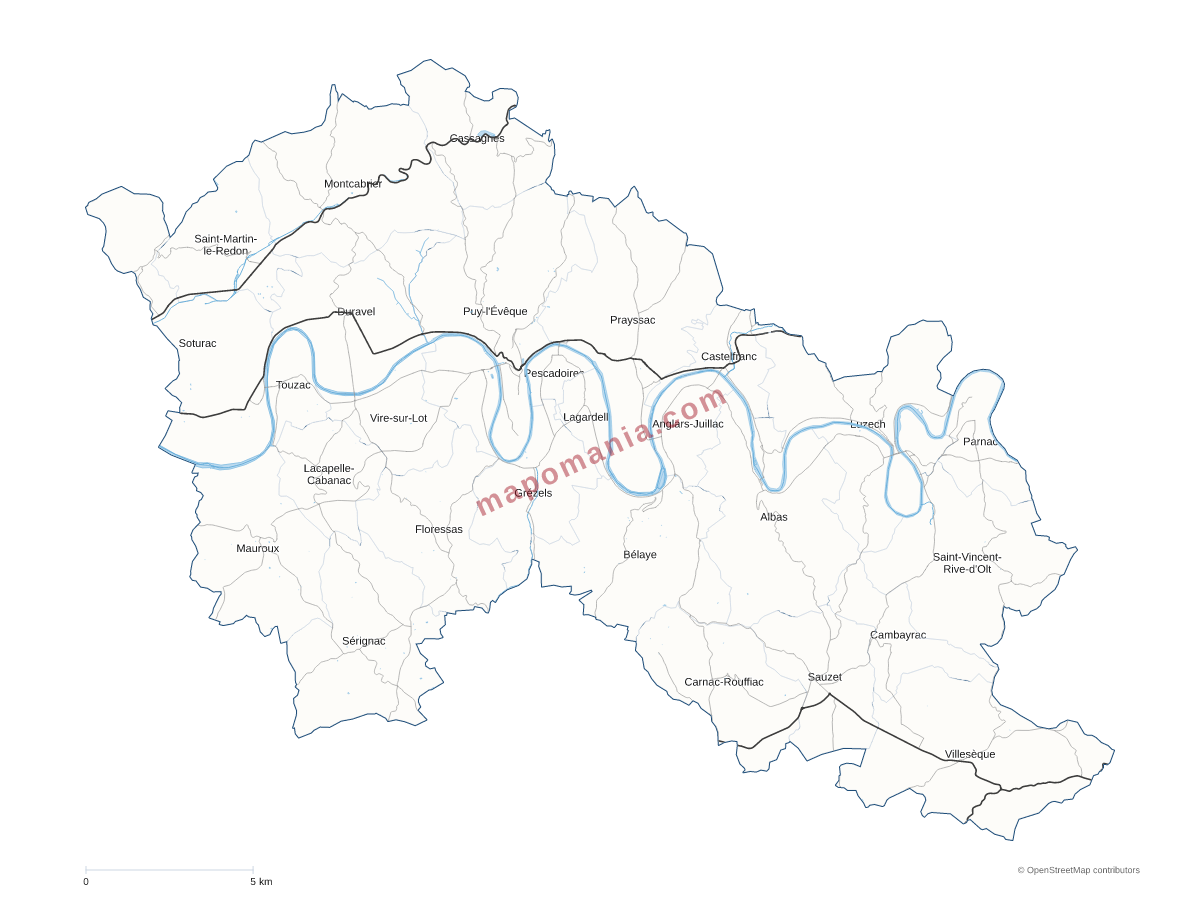 Carte de CC de la Vallée du Lot et du Vignoble à personnaliser
