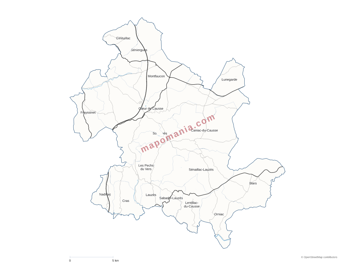 Carte de CC du Causse de Labastide Murat à personnaliser