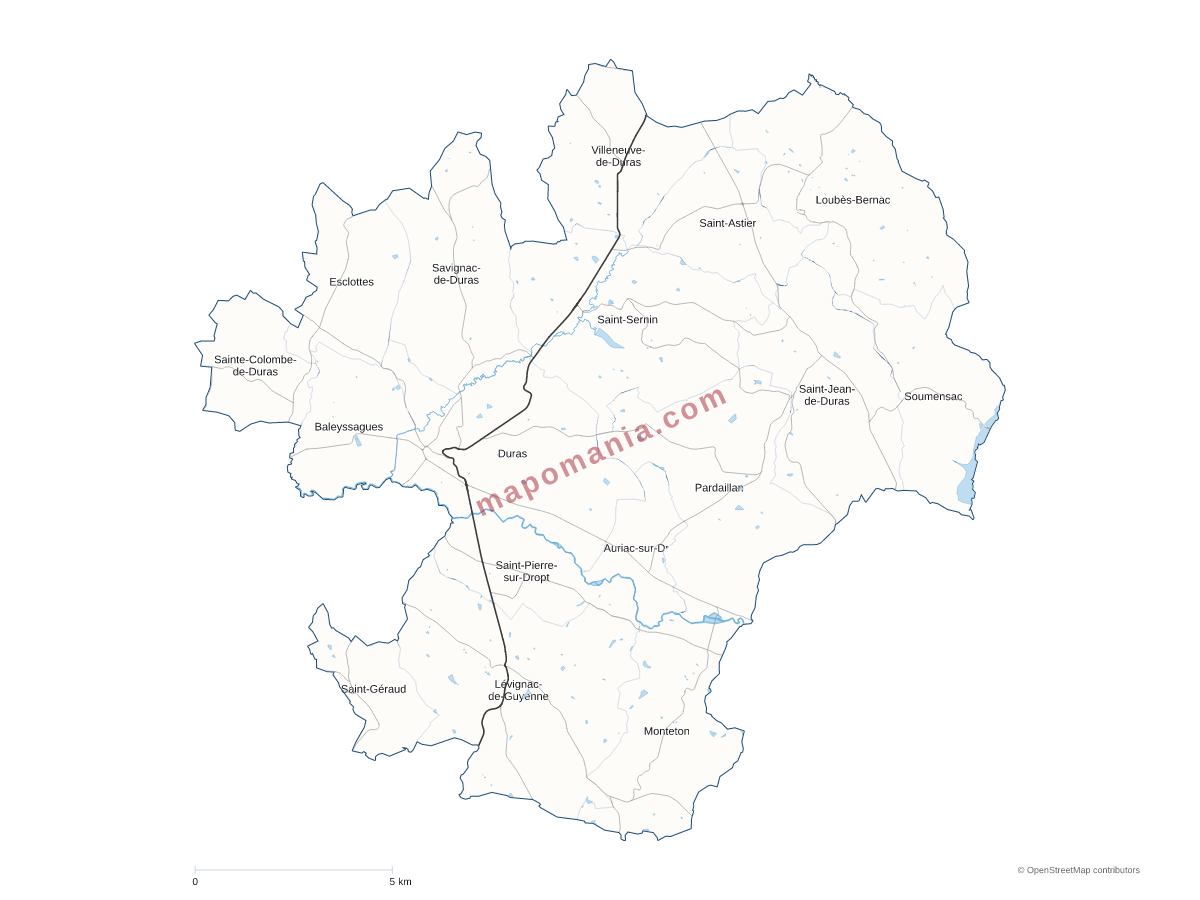 Carte de CC du Pays de Duras à personnaliser