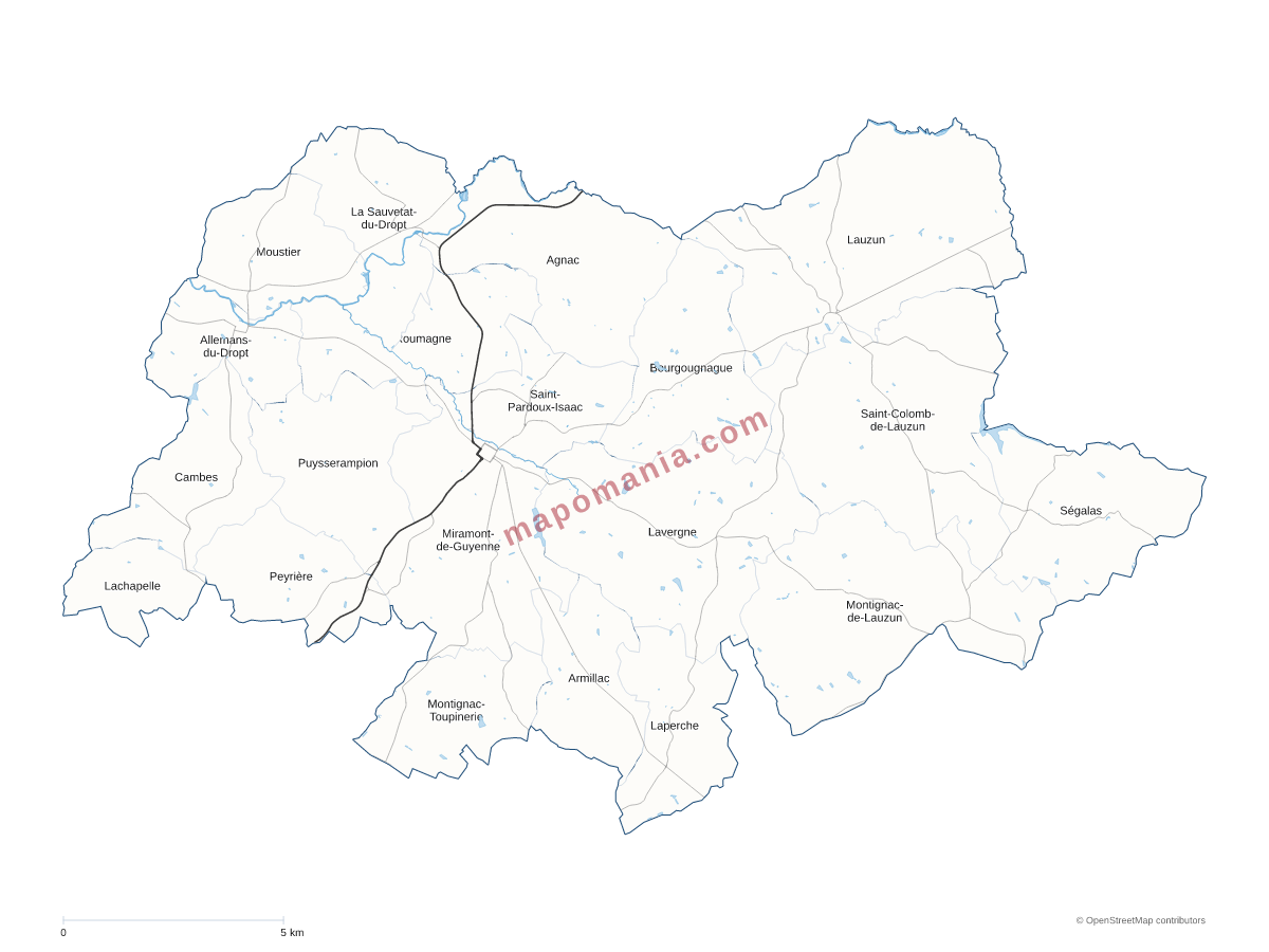 Carte de CC du Pays de Lauzun à personnaliser