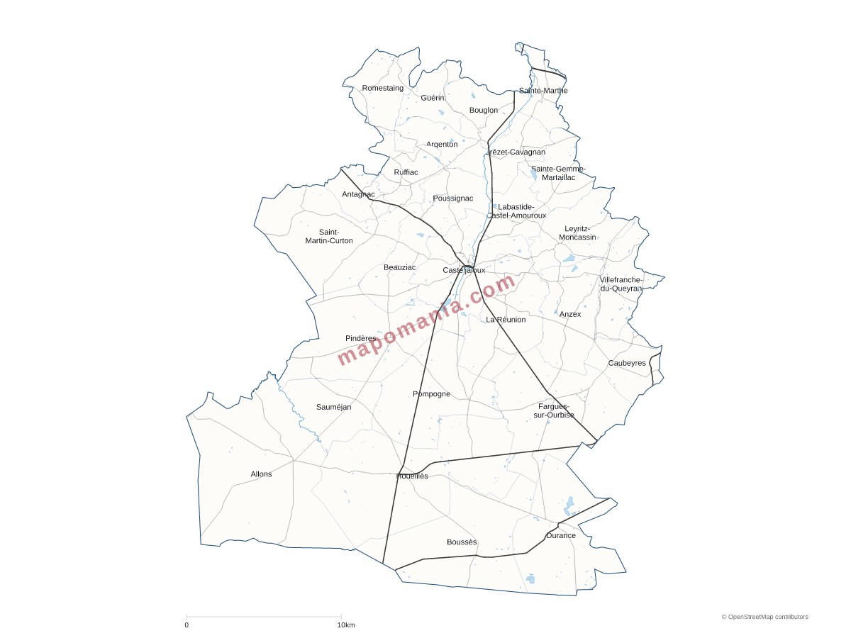 Carte de CC des Coteaux et Landes de Gascogne à personnaliser