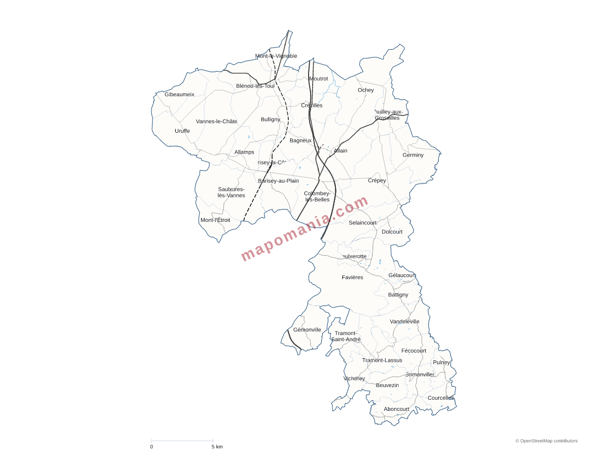 Carte de CC du Pays de Colombey et du Sud Toulois à personnaliser