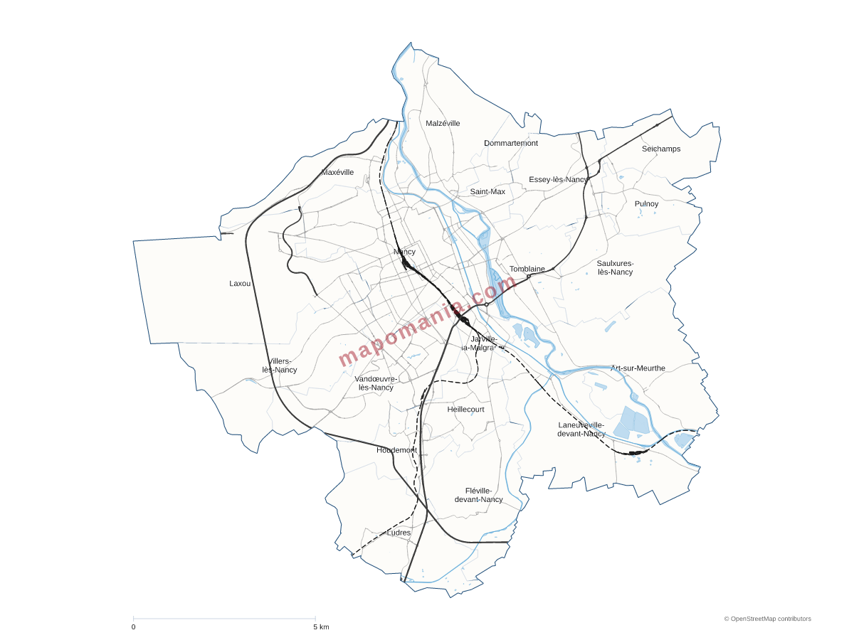 Carte de Métropole du Grand Nancy à personnaliser