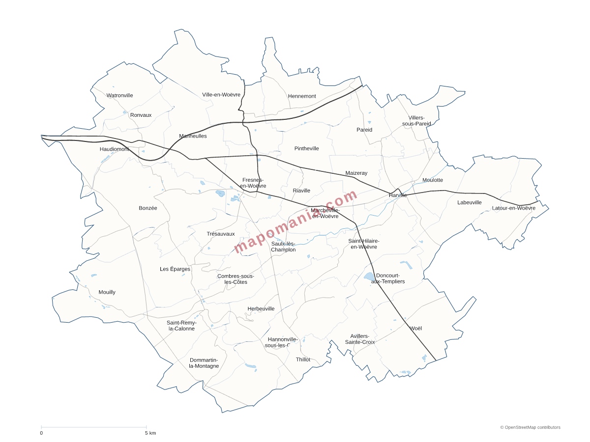 Carte de CC du Territoire de Fresnes-en-Woëvre à personnaliser