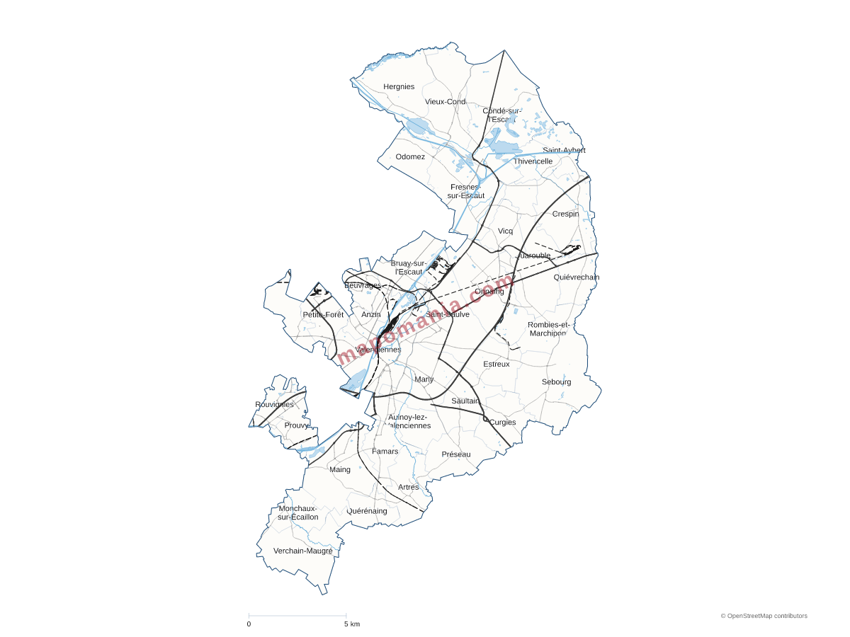Carte de CA Valenciennes Métropole à personnaliser