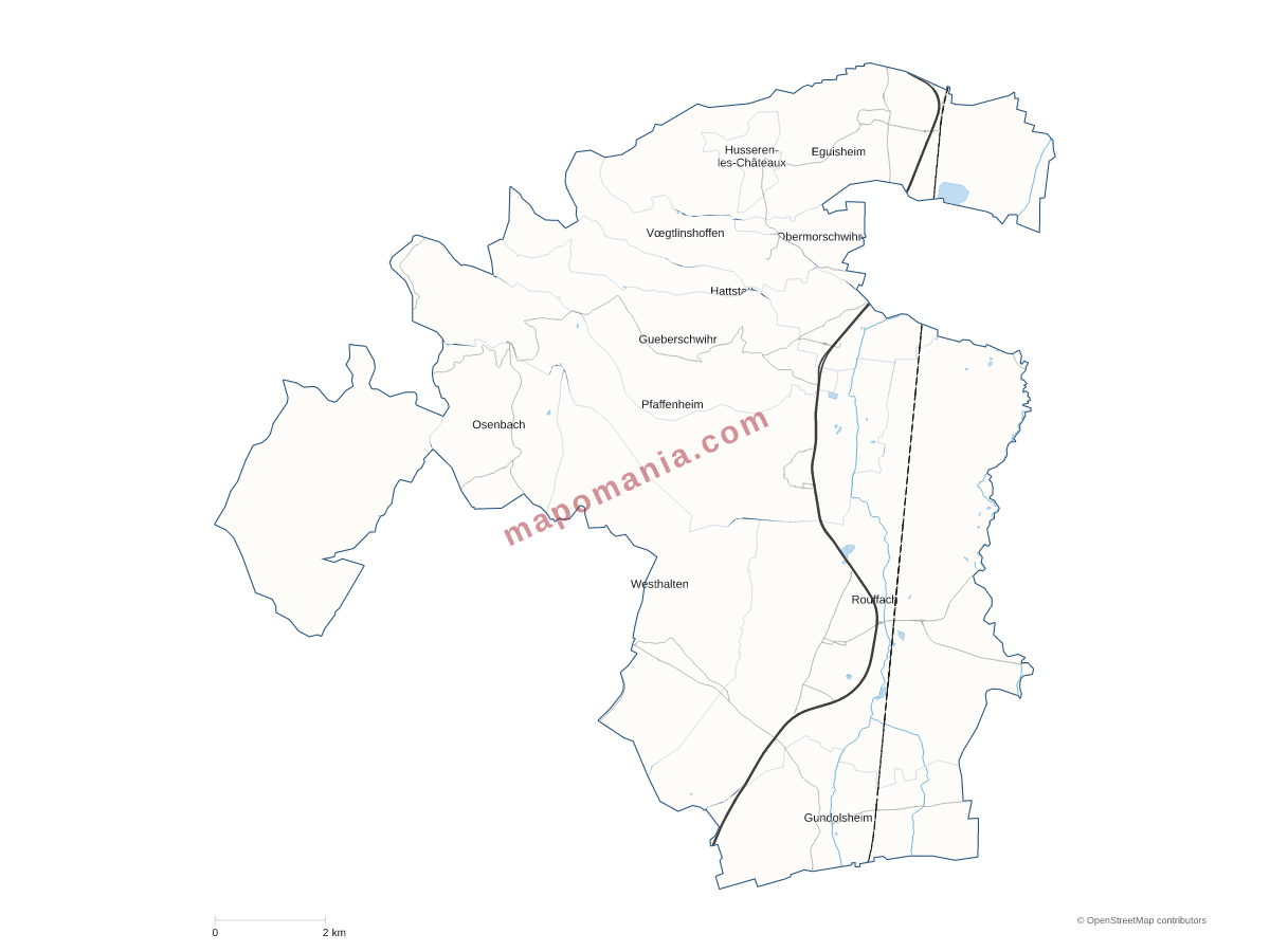 Carte de CC du Pays de Rouffach, Vignobles et Châteaux à personnaliser