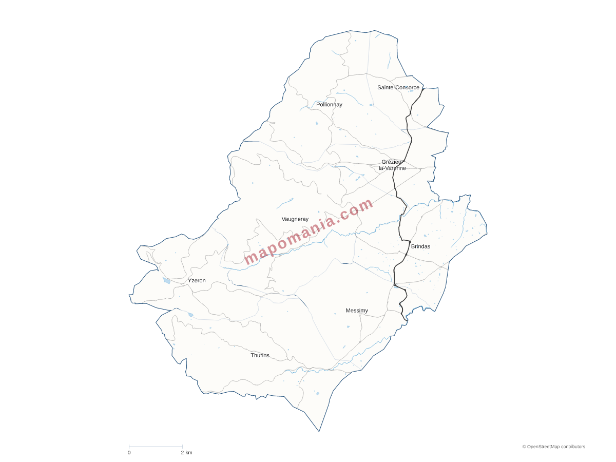 Carte de CC des Vallons du Lyonnais (CCVL) à personnaliser