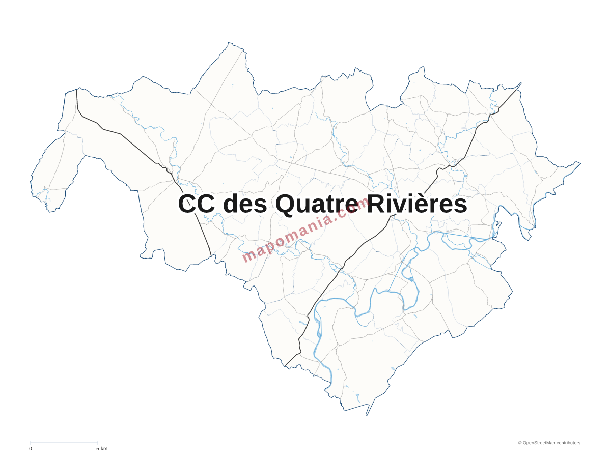 Carte de CC des Quatre Rivières à personnaliser