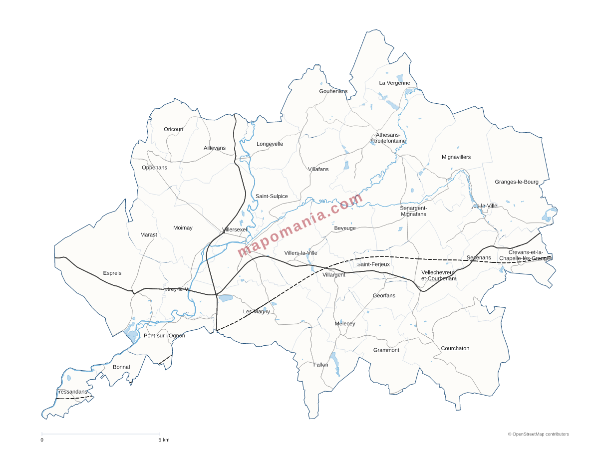 Carte de CC du Pays de Villersexel à personnaliser