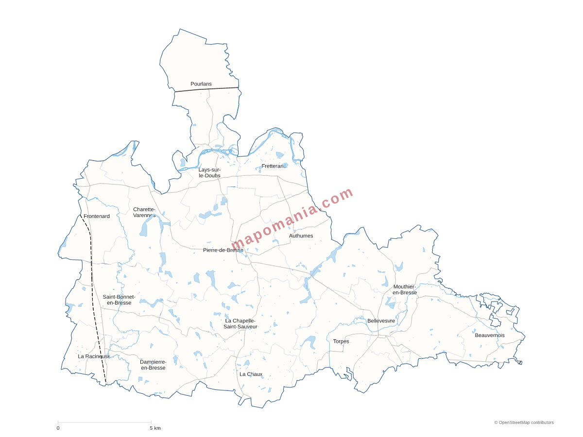 Carte de CC Bresse Nord Intercom' à personnaliser