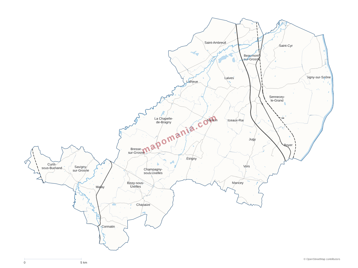 Carte de CC Entre Saône et Grosne à personnaliser