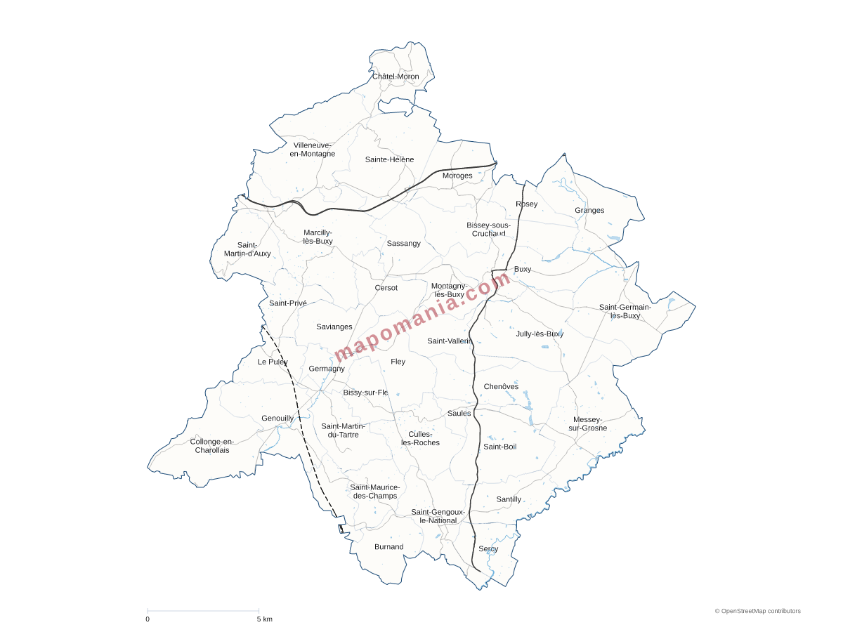 Carte de CC Sud Côte Chalonnaise à personnaliser
