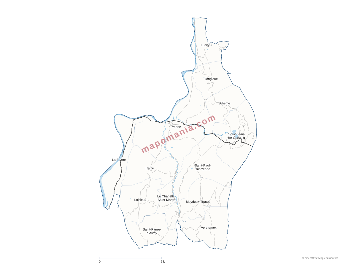 Carte de CC de Yenne à personnaliser