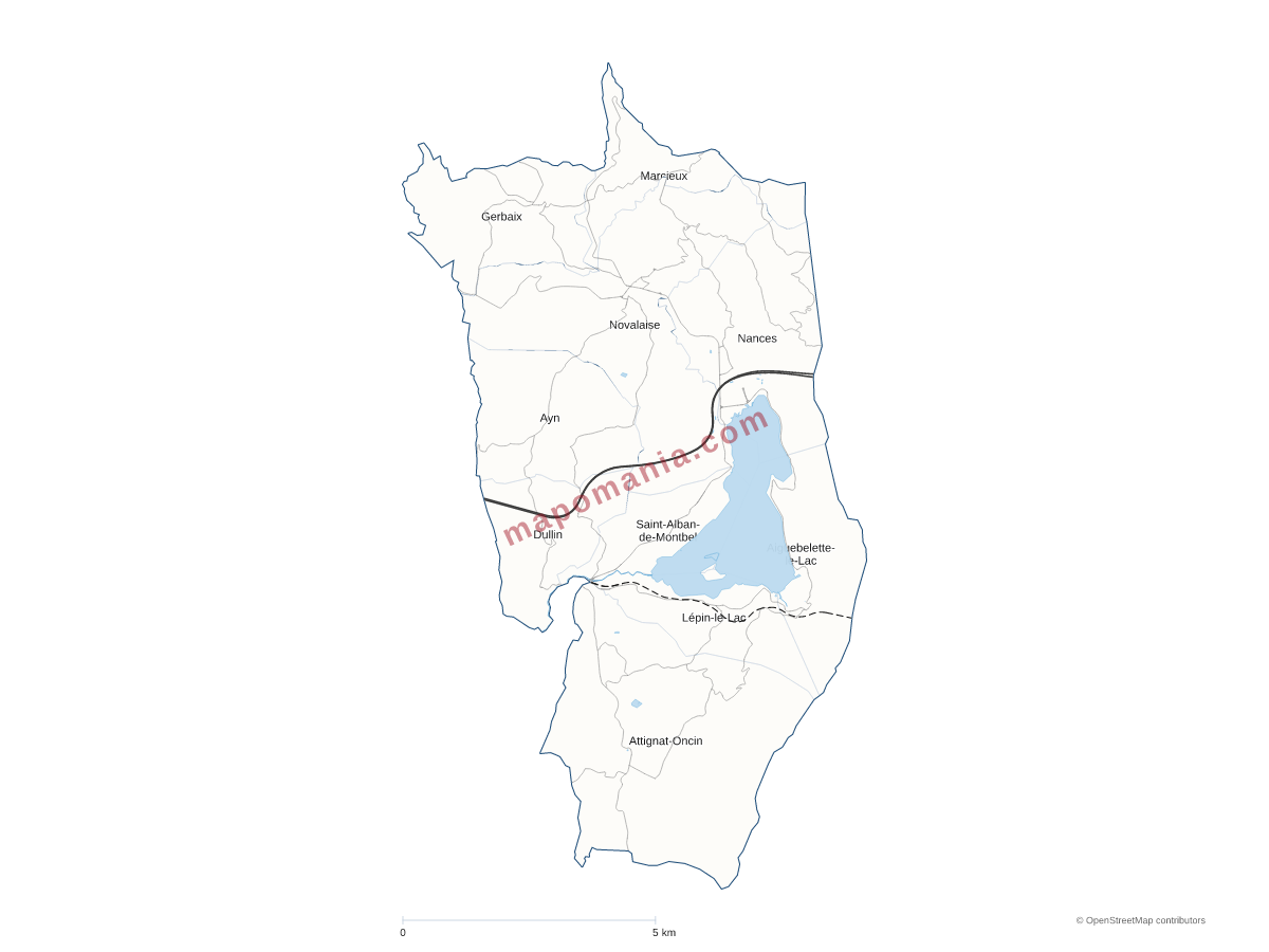 Carte de CC du Lac d'Aiguebelette (CCLA) à personnaliser