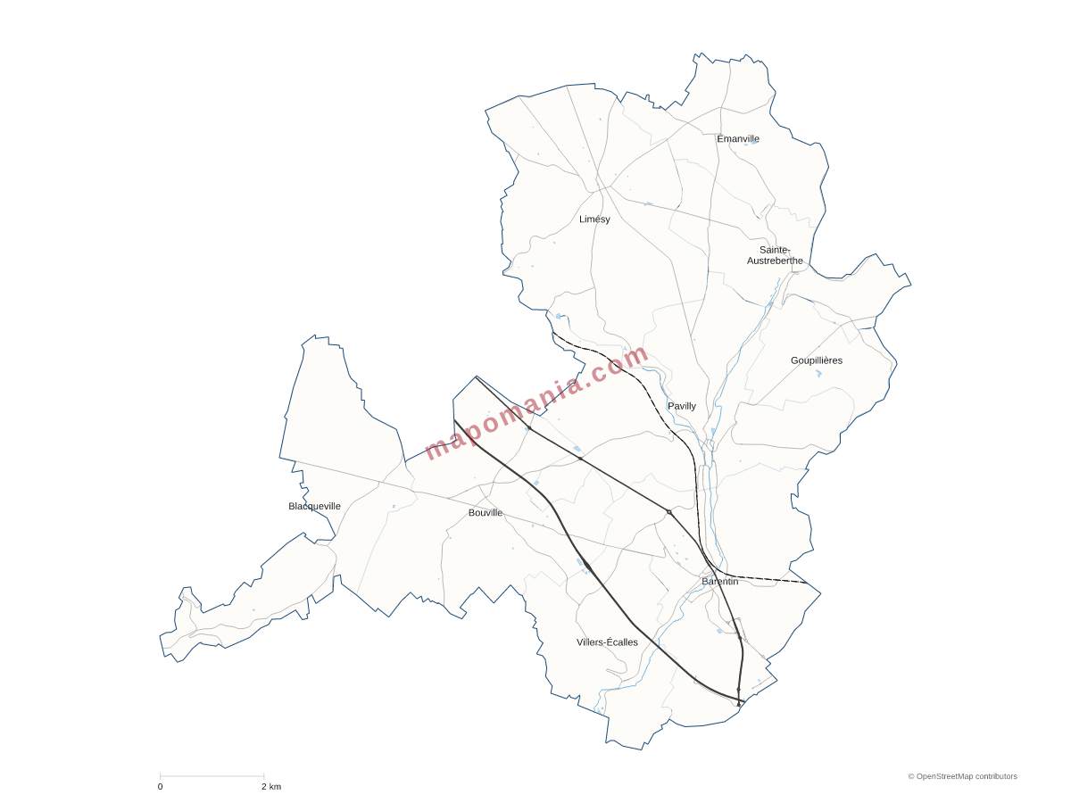 Carte de CC Caux - Austreberthe à personnaliser