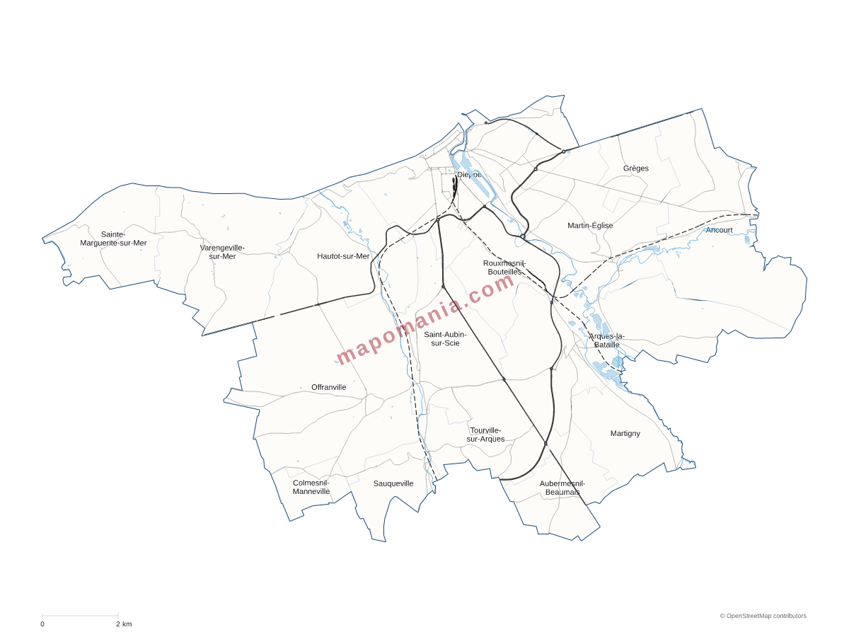 Carte de CA de la Région Dieppoise à personnaliser