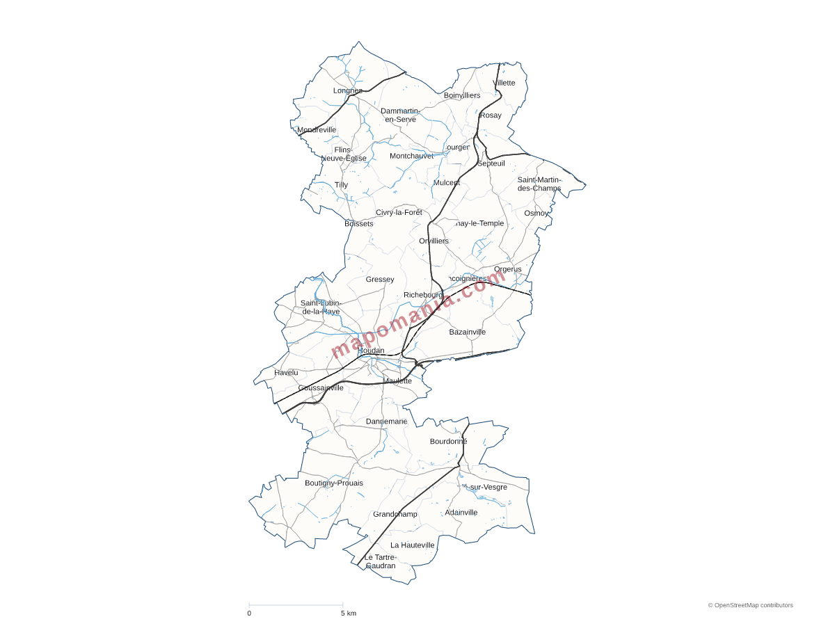 Carte de CC du Pays Houdanais (CCPH) à personnaliser