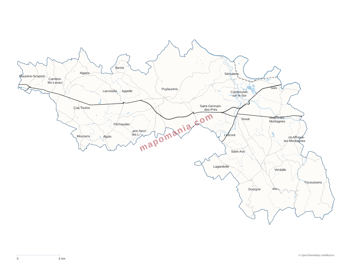 Carte de CC du Sor et de l'Agout à personnaliser