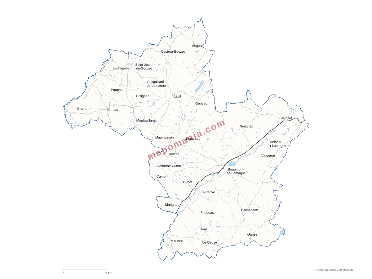 Carte de CC de la Lomagne Tarn-et-Garonnaise à personnaliser