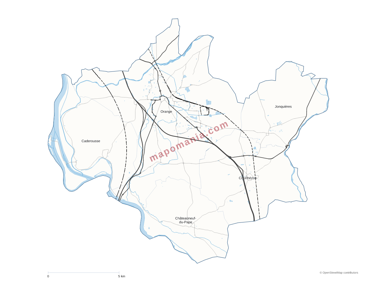 Carte de CC Pays d'Orange en Provence à personnaliser