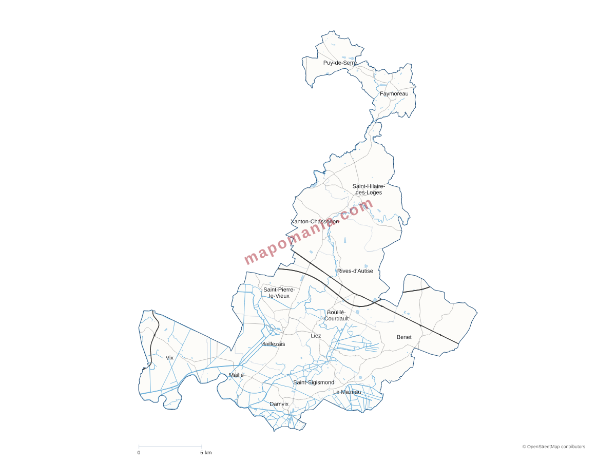 Carte de CC Vendée, Sèvre, Autise à personnaliser