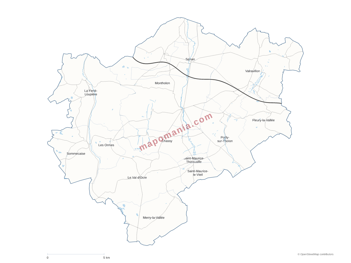 Carte de CC de l'Aillantais en Bourgogne à personnaliser
