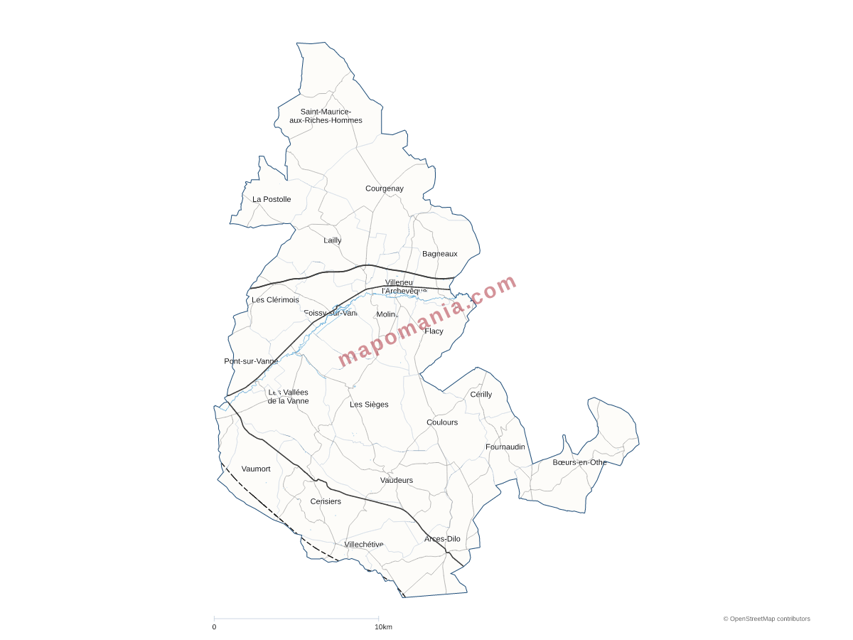 Carte de CC de la Vanne et du Pays d'Othe à personnaliser