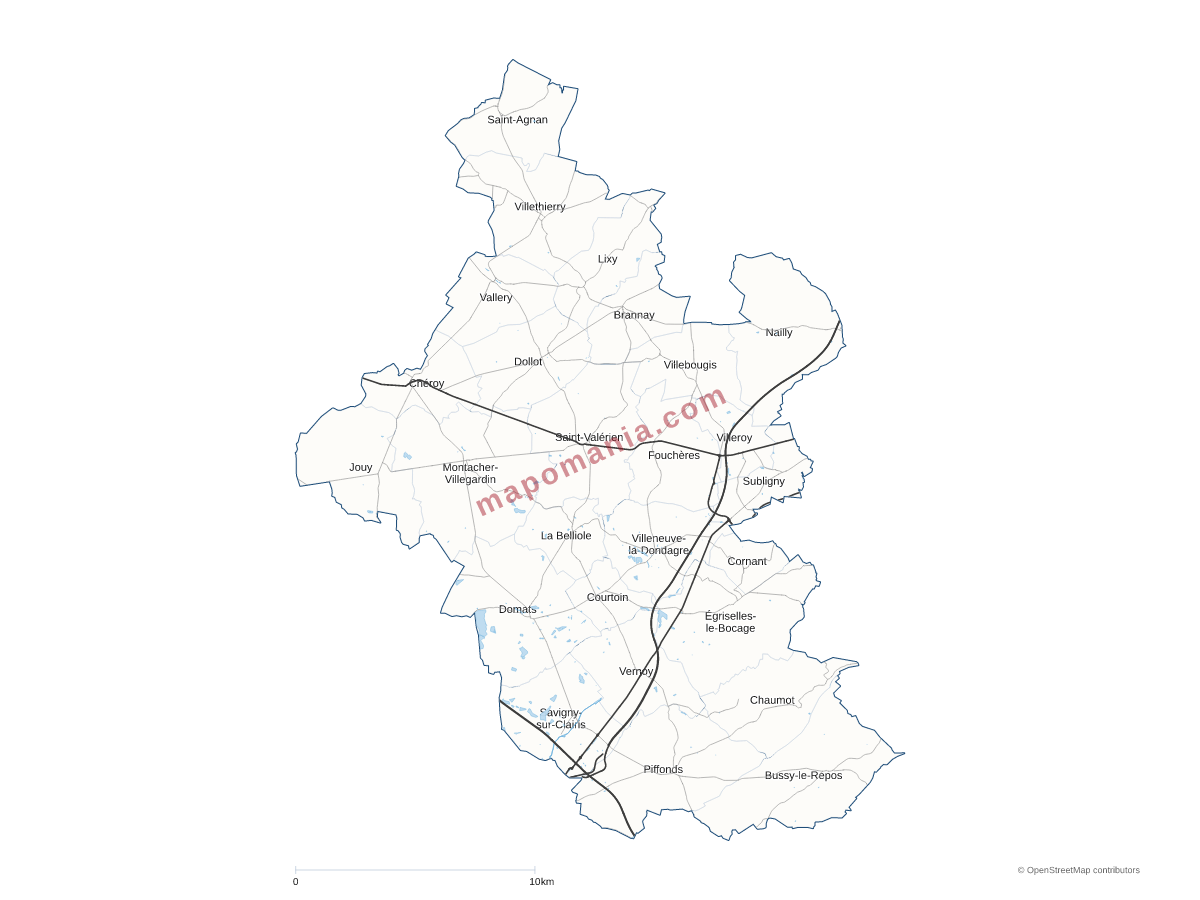 Carte de CC du Gâtinais en Bourgogne à personnaliser