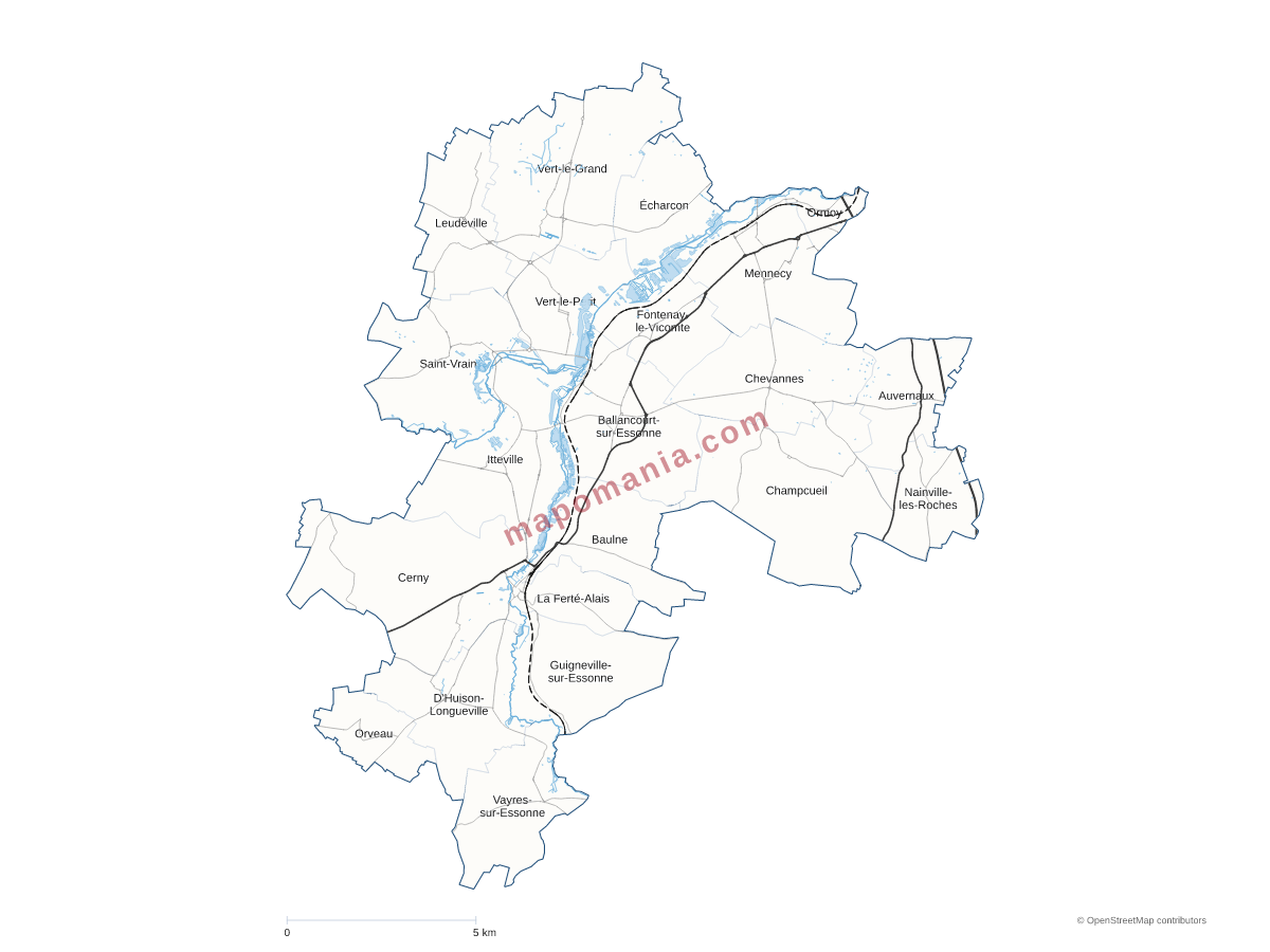 Carte de CC du Val d'Essonne (CCVE) à personnaliser
