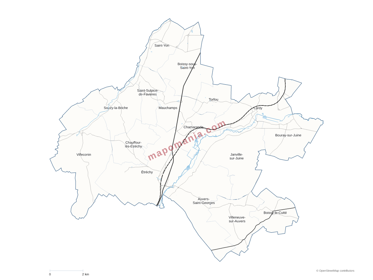 Carte de CC Entre Juine et Renarde (CCEJR) à personnaliser