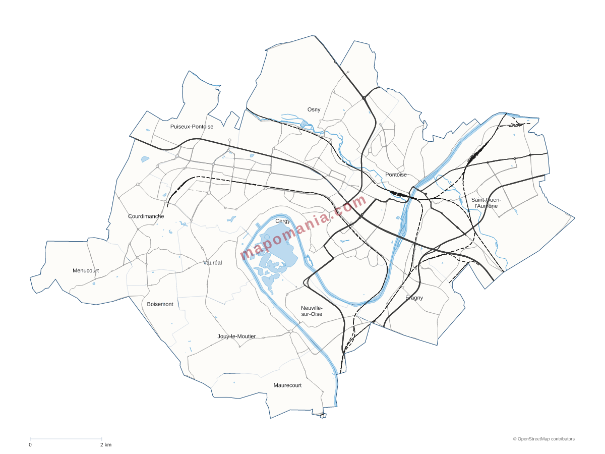 Carte de CA de Cergy-Pontoise à personnaliser