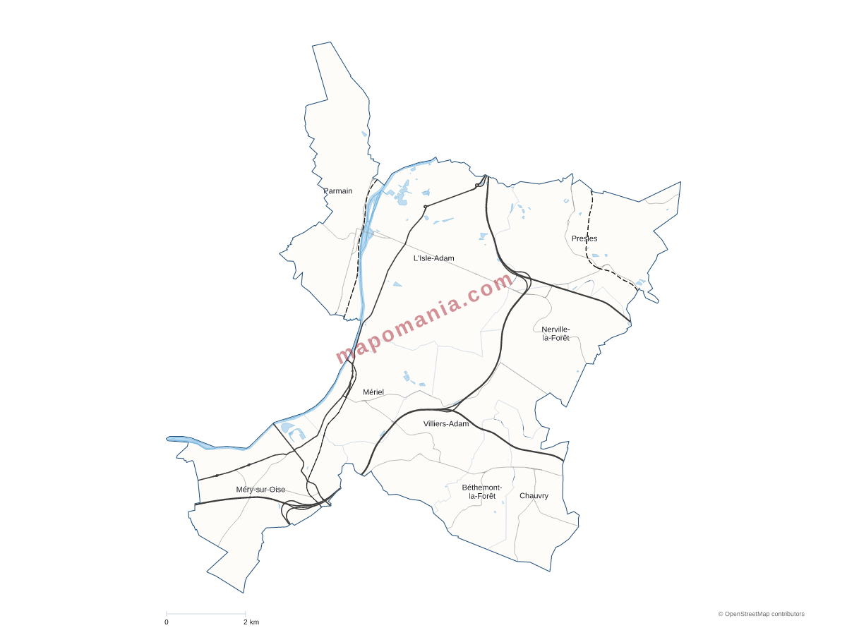 Carte de CC de la Vallée de l'Oise et des Trois Forêts à personnaliser