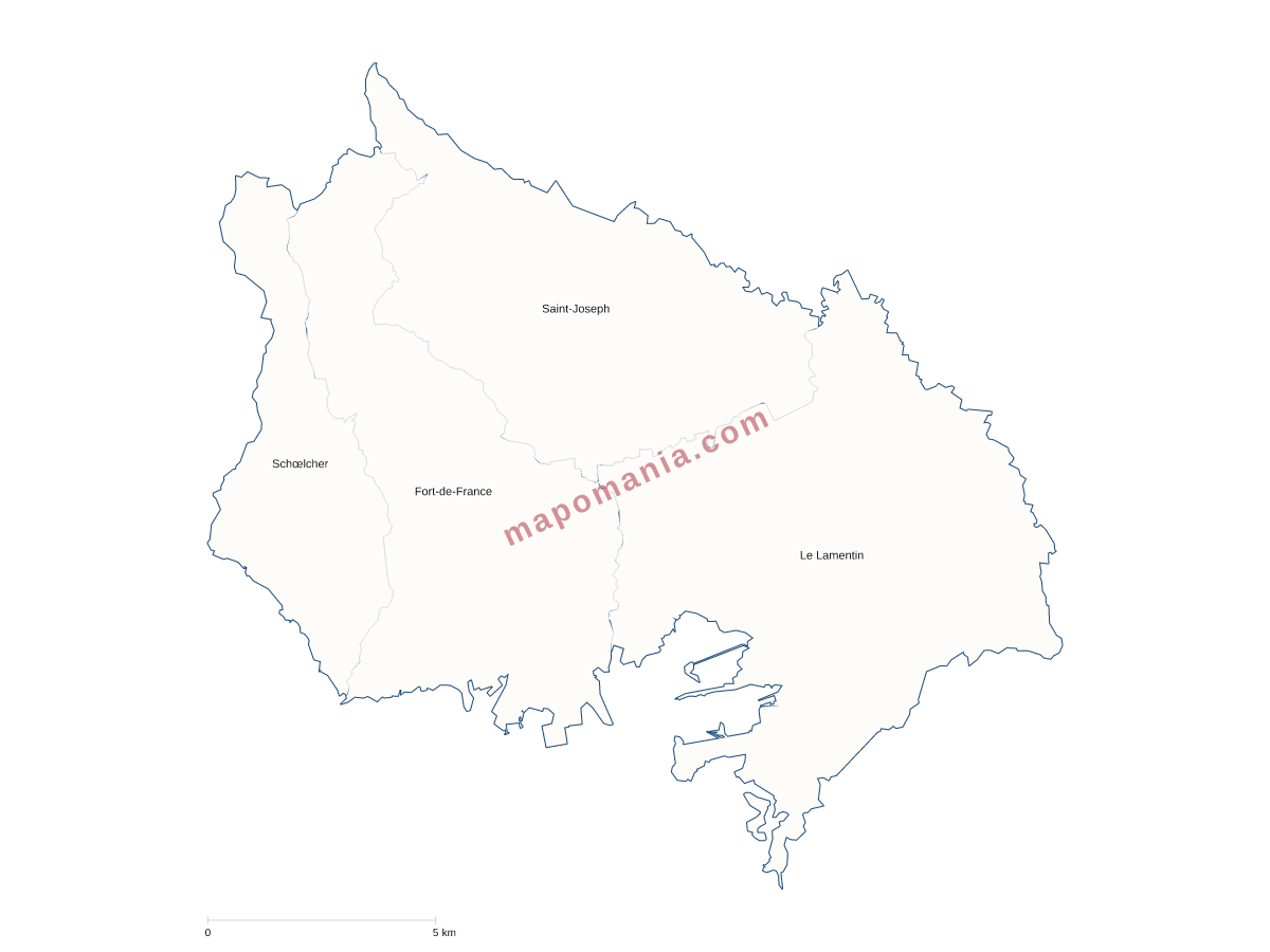 Carte de CA du Centre de la Martinique à personnaliser