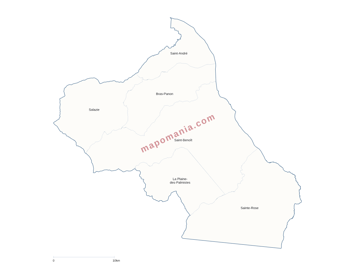 Carte de CA Intercommunale de la Réunion Est (CIREST) à personnaliser