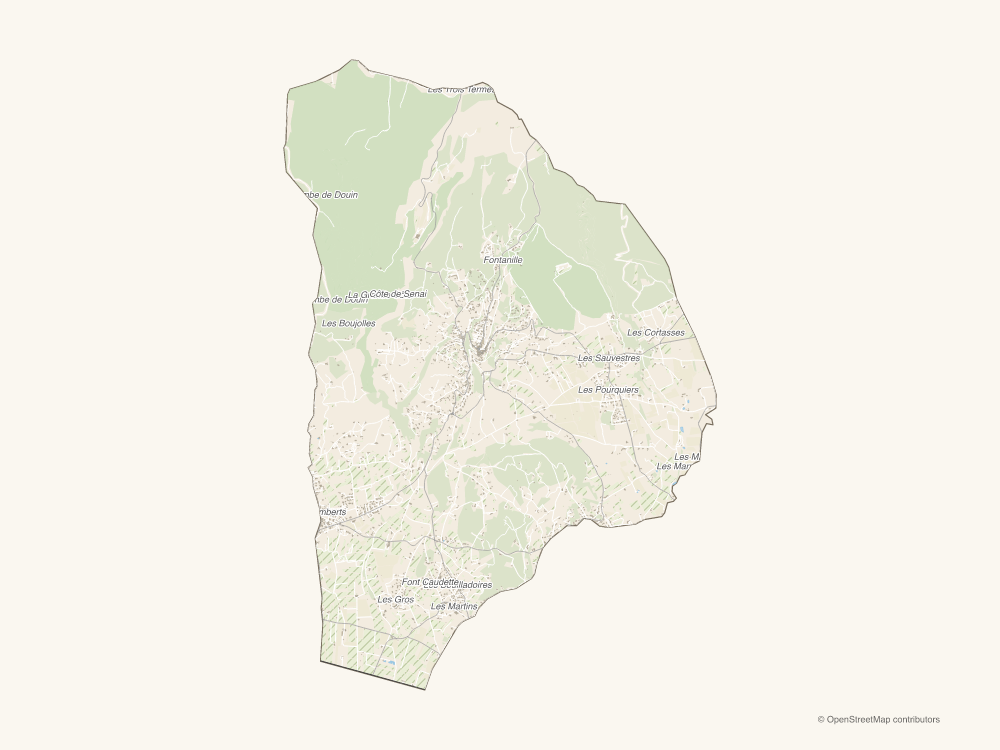 Plan de la commune de Gordes avec ses rues, bâtiments et son bourg